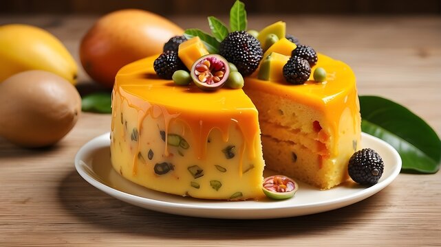 Mango Passion Fruit Cake - HD, Natural Colors, Background Images
