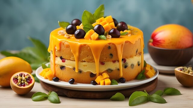 Mango Passion Fruit Cake - HD, Natural Colors, Background Images