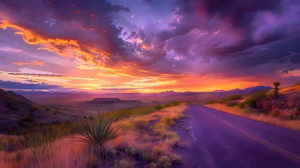 Muurstickers Sunset Wilderness: A Desert Road Trip through New Mexico's Vibrant Landscape © Carolyn
