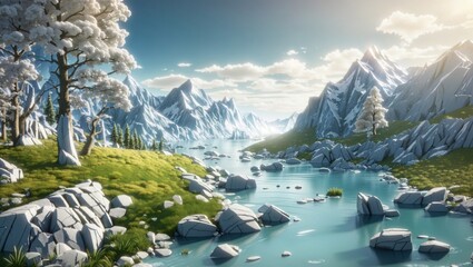 lake and mountains desktop wallpaper 