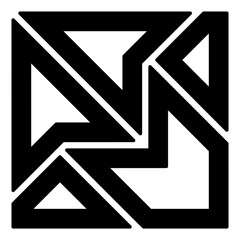 Twisted lines. Intertwined pattern. Line design, geometric scrollwork, seamless shape, modern and unique Islamic drawing, black and white