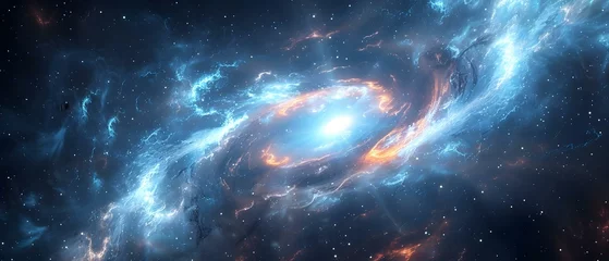 Deurstickers Cosmic Symphony: Pulsars' Rhythmic Dance in Space. Concept Space Exploration, Astronomy, Cosmic Phenomena, Pulsars, Rhythm © Ян Заболотний