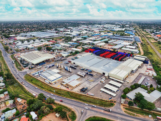 aerial view of industrial area in Gaborone the capital of Botswana