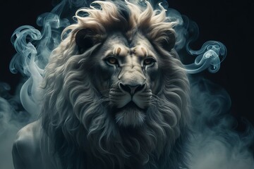 lion in the night created with generative AI software.