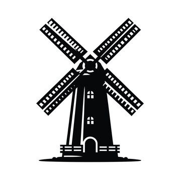 Traditional Windmill Silhouette