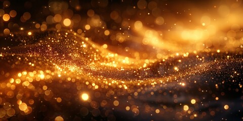 Naklejka premium A luxurious golden sparkle illuminates the abstract background with festive charm and magic.