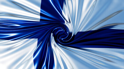 Silken Eddy of the Finnish Flag with a Lustrous Blue Nordic Cross