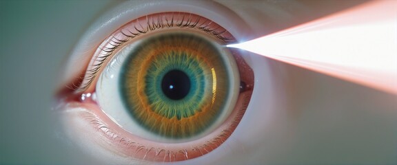 closeup of a human eye in Bright Colours  - obrazy, fototapety, plakaty