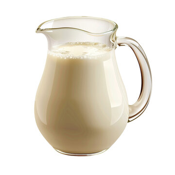 A glass jug of milk isolated on transparent background, PNG available