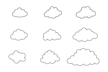 Set of cloud figures. Vector illustration on a white background.