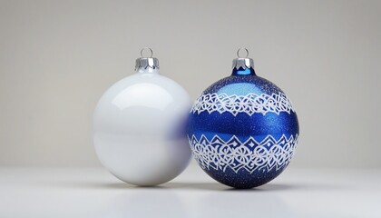 Blue and white baubles in Bright Colours 