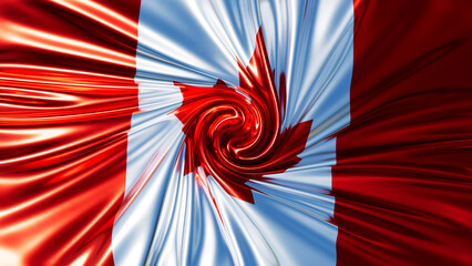 Artistic Whirl of Red and White Emanating from the Heart of the Canadian Flag