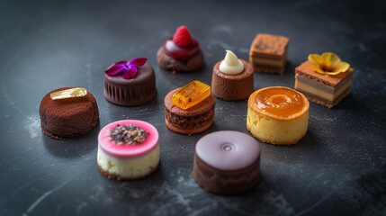 Delicious and colourful miniature cakes.