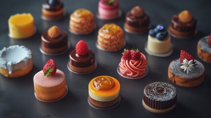 Delicious and colourful miniature cakes.