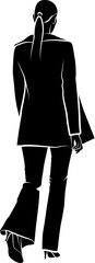 Back View Of Walking Woman In Pants. Vector monochromatic illustration
- 783996435
