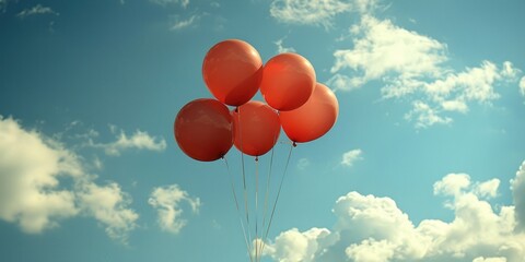 Fototapeta premium A Kaleidoscope of Red: Balloons Dancing in the Sky
