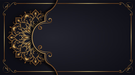 Luxury black background with ornamental mandala