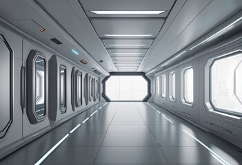 Futuristic background science fiction interior  in Bright Colours corridor,3D Rendering