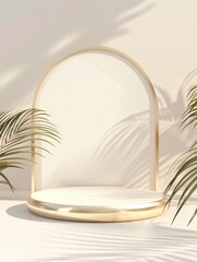 A golden podium with an elegant background, suitable for showcasing luxury products
