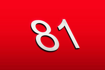3D white logo design of number 81 on red background.