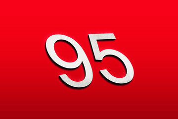 3D white logo design of number 95 on red background.