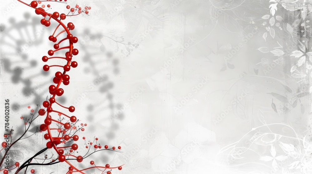 Poster branch with red berries against a gray and white background insert text or image here
