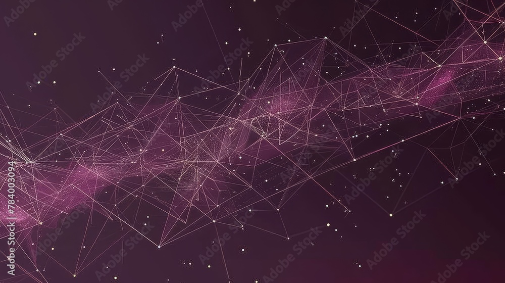 Poster a dark purple background bears white waves depicted as lines and dots, forming a wave pattern agains