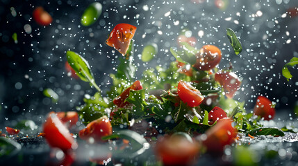Delicious Vibrant Caesar Salad Image - obrazy, fototapety, plakaty