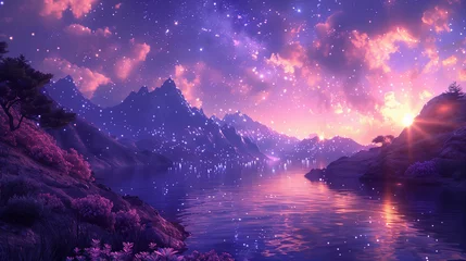 Photo sur Plexiglas Violet sunrise over the mountains