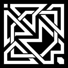 Twisted lines. Intertwined pattern. Line design, geometric scrollwork, seamless shape, modern and unique Islamic drawing, black and white