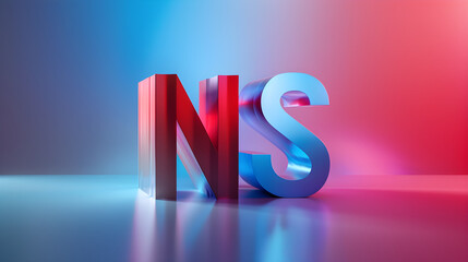 Close-up of Bold and Uppercase Abbreviation ‘NS’ on Solid Background - obrazy, fototapety, plakaty