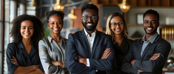 Confident Multicultural Legal Team in Modern Office. Concept Law Firm Diversity, Modern Workplace, Multicultural Team, Legal Professionals, Confidence and Diversity - obrazy, fototapety, plakaty