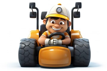 Fototapeta premium Sitting in the driver's seat of a road roller,