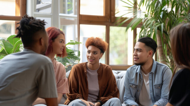 Diverse Team Engaging in Supportive Mental Health Discussion