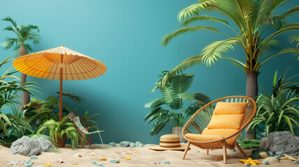 Beach set summer - vacation concept - obrazy, fototapety, plakaty