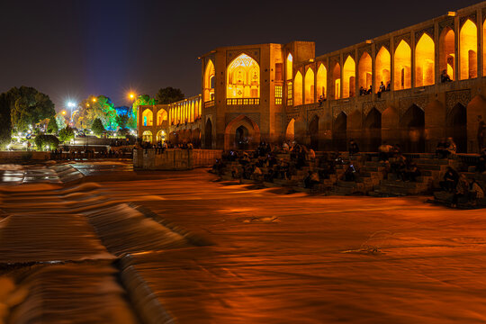 Iran. Isfahan. Khajoo Bridge (XVII century) on the Zayanderud river
