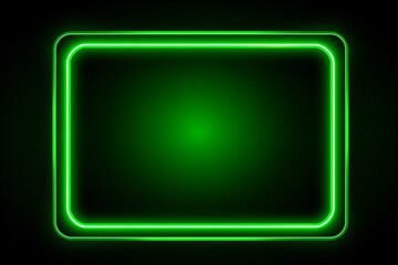 neon green color rectangular frame with rounded edges dimly glowing with light on dark background