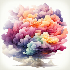 Obraz premium Watercolor colorful Cloud Illustration, Generative Ai
