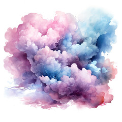 Watercolor colorful Cloud Illustration, Generative Ai