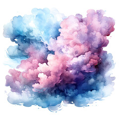 Watercolor colorful Cloud Illustration, Generative Ai