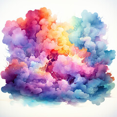 Fototapeta premium Watercolor colorful Cloud Illustration, Generative Ai