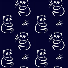 seamless animalistic pattern with pandas and lambs, stylized images, vector