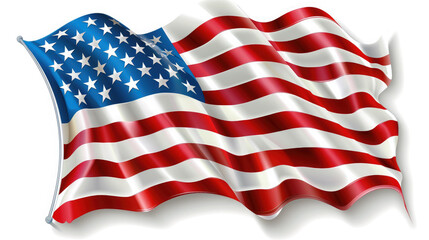 Fototapeta premium american flag, white background, illustration, independence day, state symbol, united states, usa, red white stripes, stars, national, traditional, holiday, elections, america