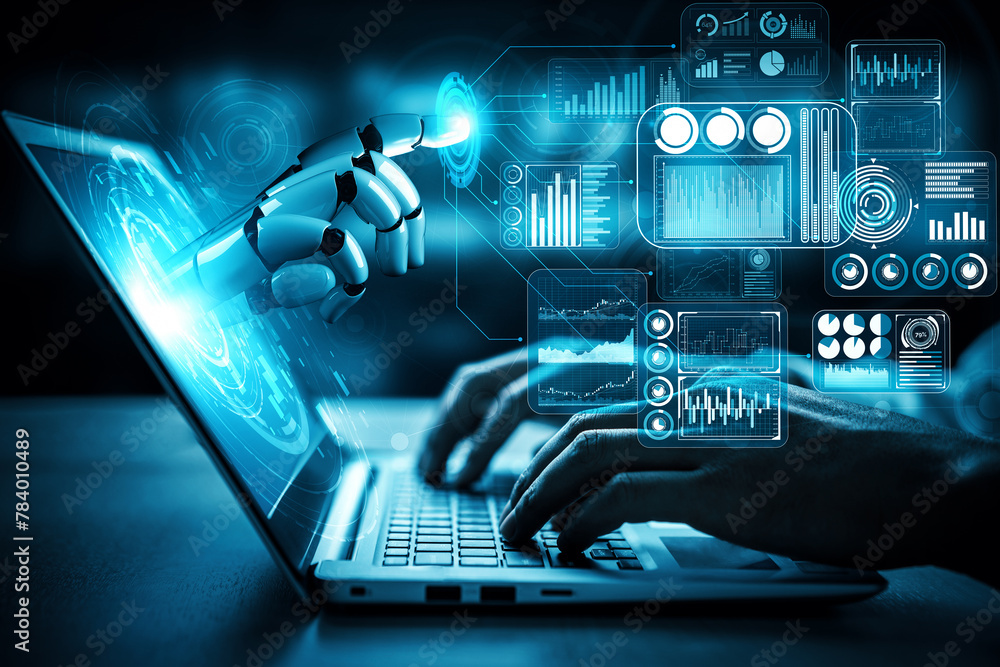 Poster xai 3d rendering artificial intelligence ai research of robot and cyborg development for future of p