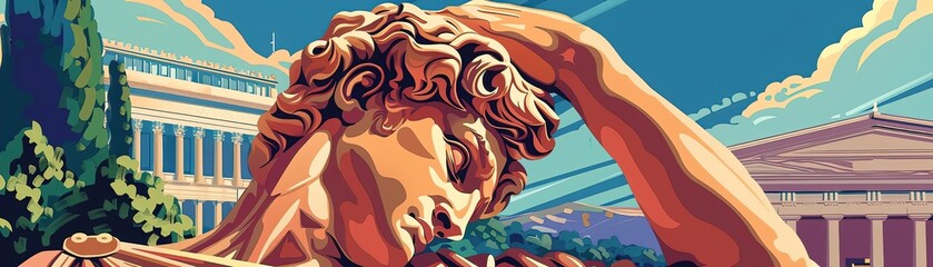 Shadows dance across the gold statue, highlighting the intricate details of its form, seen in dramatic closeup