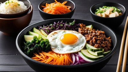 Pibimpap is one of the most popular dishes of traditional Korean cuisine.