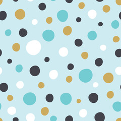 Seamless pattern with circles. Vector illustration on blue background. It can be used for wallpapers, wrapping, cards, patterns for clothes and other.