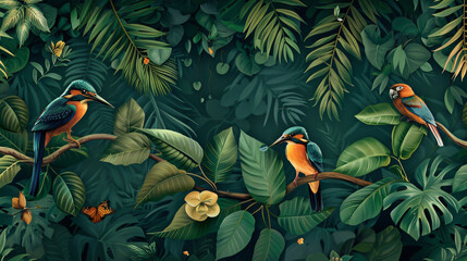 Wallpaper jungle and leaves tropical forest