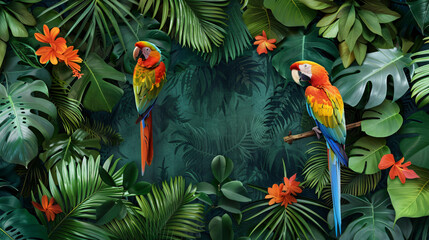 Wallpaper jungle and leaves tropical forest