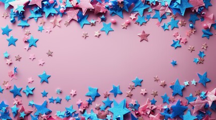 Pink Background With Blue and Pink Stars - Powered by Adobe